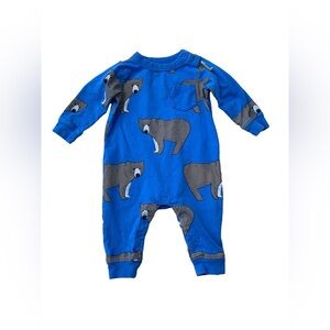 Tea Collection Size 3-6 Months Blue Bear Print Coverall Romper
